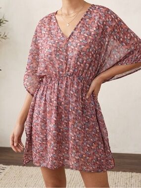 Abstract Dot Print V-Neck Tunic